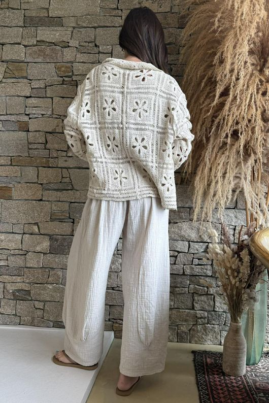 Trivento Patchwork Crochet Jacket Stone